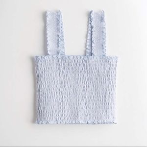 HOLLISTER Light Blue Smocked Square Neck Crop Top